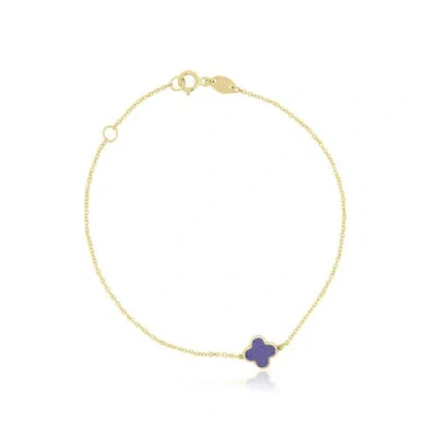 The Lovery Fine Jewelry Mini Amethyst Single Clover Bracelet In Gold