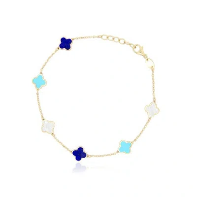The Lovery Fine Jewelry Mini Blue Mixed Clover Bracelet