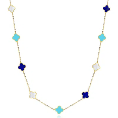 The Lovery Fine Jewelry Mini Blue Mixed Clover Necklace