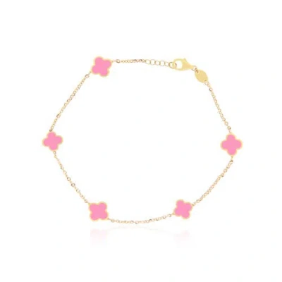 The Lovery Fine Jewelry Mini Bubblegum Pink Clover Bracelet