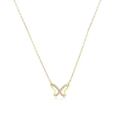 The Lovery Fine Jewelry Mini Diamond Butterfly Cutout Necklace In Gold
