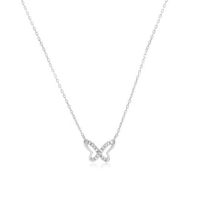 The Lovery Fine Jewelry Mini Diamond Butterfly Cutout Necklace In Metallic