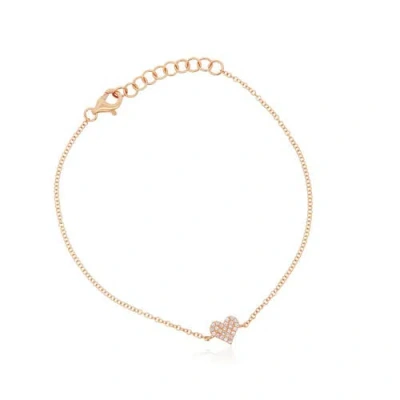 The Lovery Fine Jewelry Mini Diamond Heart Bracelet In Gold