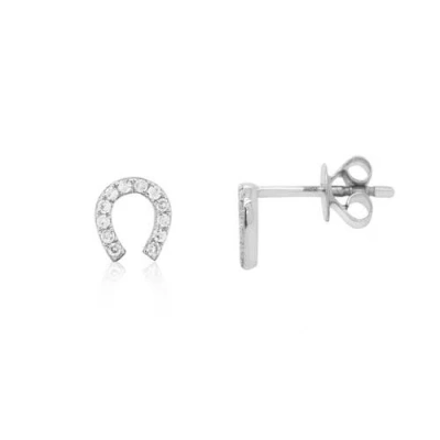 The Lovery Fine Jewelry Mini Diamond Horseshoe Stud Earrings In Silver