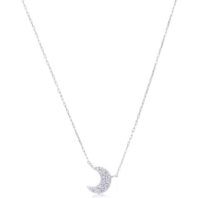 The Lovery Fine Jewelry Mini Diamond Moon Necklace In Metallic