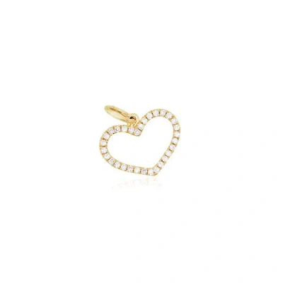 The Lovery Fine Jewelry Mini Diamond Open Heart Charm In Gold