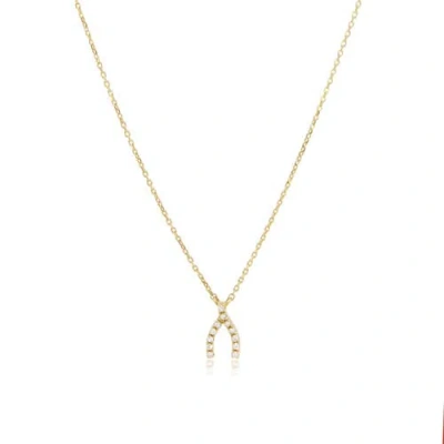 The Lovery Fine Jewelry Mini Diamond Wishbone Necklace In Gold