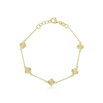 The Lovery Fine Jewelry Mini Fluted Clover Bracelet In Gold