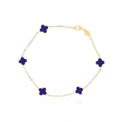 The Lovery Fine Jewelry Mini Lapis Clover Bracelet In Blue