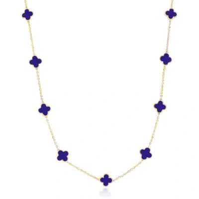 The Lovery Fine Jewelry Mini Lapis Clover Necklace In Blue