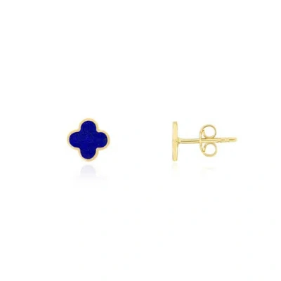 The Lovery Fine Jewelry Mini Lapis Clover Stud Earrings In Blue