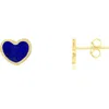 The Lovery Fine Jewelry Mini Lapis Heart Stud Earrings In Gold