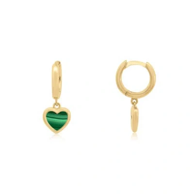 The Lovery Fine Jewelry Mini Malachite Heart Dangle Earrings In Green