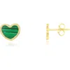 The Lovery Fine Jewelry Mini Malachite Heart Stud Earrings In Green