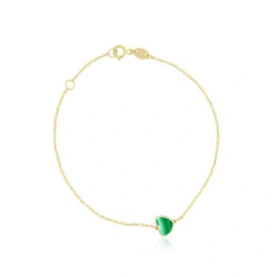 The Lovery Fine Jewelry Mini Malachite Single Heart Bracelet In Green