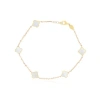 The Lovery Fine Jewelry Mini Mother Of Pearl Clover Bracelet In Silver