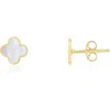 The Lovery Fine Jewelry Mini Mother Of Pearl Clover Stud Earrings In Silver