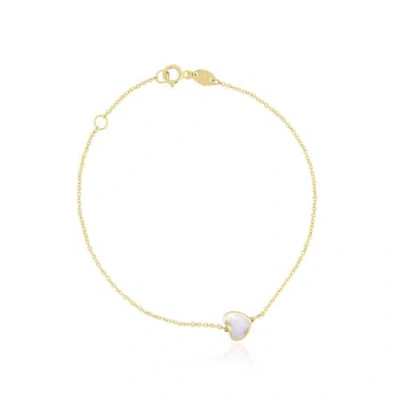 The Lovery Fine Jewelry Mini Mother Of Pearl Single Heart Bracelet In Gold