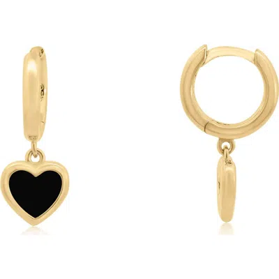 The Lovery Fine Jewelry Mini Onyx Heart Dangle Earrings In Black