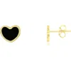 The Lovery Fine Jewelry Mini Onyx Heart Stud Earrings In Black