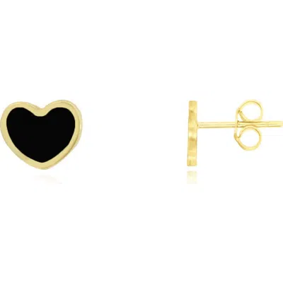 The Lovery Fine Jewelry Mini Onyx Heart Stud Earrings In Black