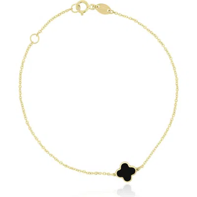 The Lovery Fine Jewelry Mini Onyx Single Clover Bracelet In Gold
