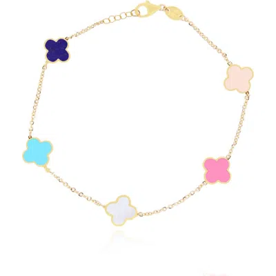 The Lovery Fine Jewelry Mini Pastel Mixed Clover Bracelet