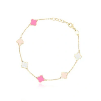 The Lovery Fine Jewelry Mini Pink Mixed Clover Bracelet