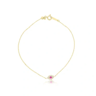 The Lovery Fine Jewelry Mini Ruby Evil Eye Bracelet In Gold