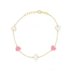 The Lovery Fine Jewelry Mother Of Pearl And Bubblegum Pink Mixed Heart Station Bracelet