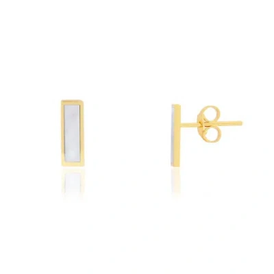 The Lovery Fine Jewelry Mother Of Pearl Bar Stud Earrings In White