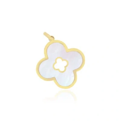 The Lovery Fine Jewelry Mother Of Pearl Clover Cut Out Charm In Silver