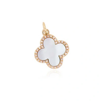 The Lovery Fine Jewelry Mother Of Pearl Diamond Clover Charm In Silver