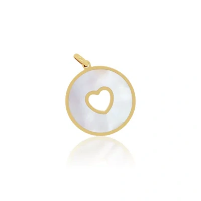 The Lovery Fine Jewelry Mother Of Pearl Donut Heart Charm In Gold