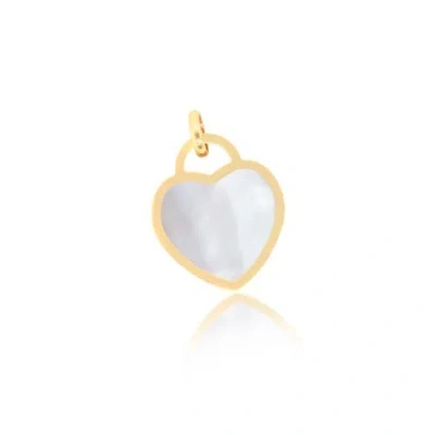 The Lovery Fine Jewelry Mother Of Pearl Heart Padlock Charm In Gold