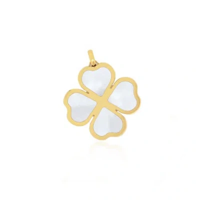 The Lovery Fine Jewelry Mother Of Pearl Lucky Clover Charm In Silver