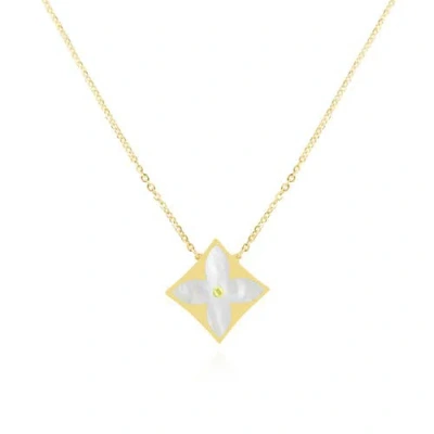 The Lovery Fine Jewelry Mother Of Pearl Luxe Flower Necklace In Silver