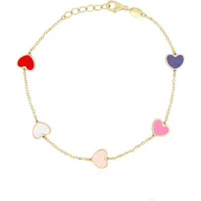 The Lovery Fine Jewelry Multicolored Mixed Heart Station Bracelet