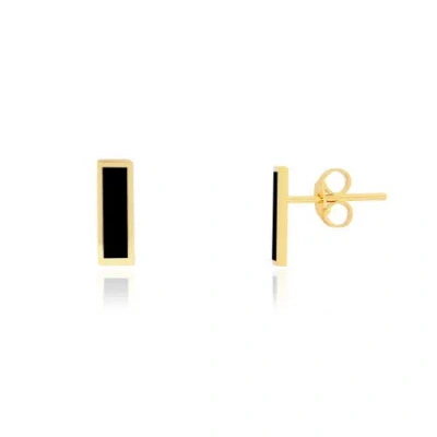 The Lovery Fine Jewelry Onyx Bar Stud Earrings In Black