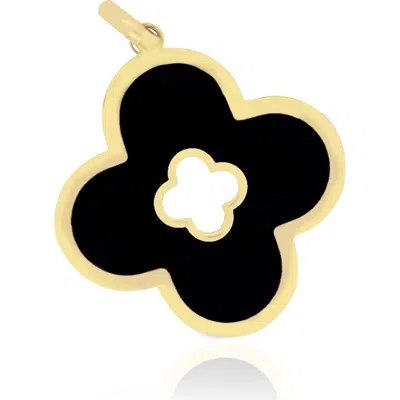 The Lovery Fine Jewelry Onyx Clover Cut Out Charm In Black