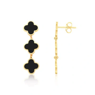 The Lovery Fine Jewelry Onyx Clover Dangle Earrings In Black