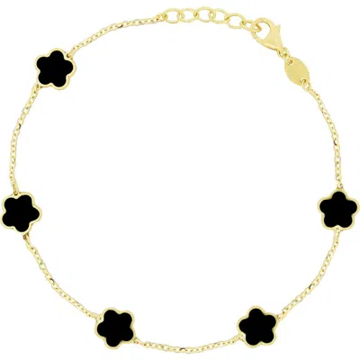 The Lovery Fine Jewelry Onyx Flower Bracelet In Black