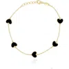 The Lovery Fine Jewelry Onyx Heart Station Bracelet In Black