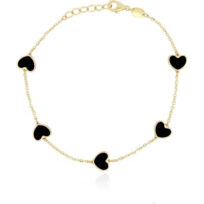 The Lovery Fine Jewelry Onyx Heart Station Bracelet In Black