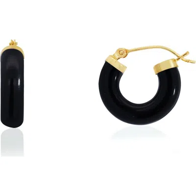 The Lovery Fine Jewelry Onyx Hoop Earrings In Black