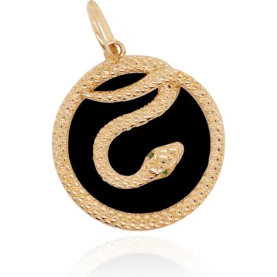 The Lovery Fine Jewelry Onyx Snake Charm In Black
