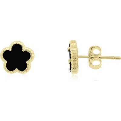 The Lovery Fine Jewelry Onyx Spring Flower Stud Earrings In Black