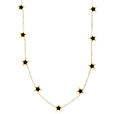 The Lovery Fine Jewelry Onyx Star Station Necklace In Black