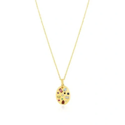 The Lovery Fine Jewelry Oval Rainbow Gemstone Disc Necklace