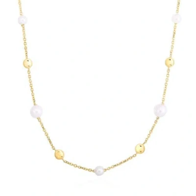 The Lovery Fine Jewelry Pearl And Gold Button Chain Necklace In White